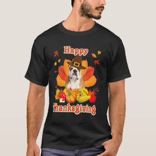 Glad Thanksgiving engelsk bulldogg Jag är tacksam T Shirt