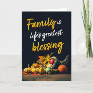 Glad Thanksgiving Familj Vacker Cornucopia Helgkort