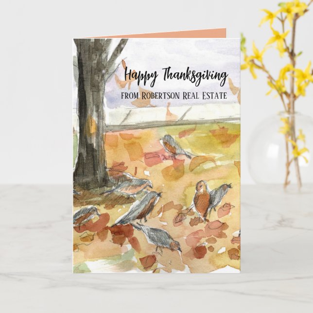 Glad Thanksgiving Fastighetsverksamhet Anpassad Kort (Gul blomma)