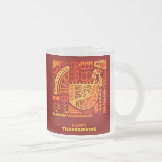 Glad Thanksgiving Geometrisk Abstrakt Orange Brun Frostad Glasmugg (Höger)