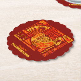 Glad Thanksgiving Geometrisk Abstrakt Orange Brun Underlägg Papper