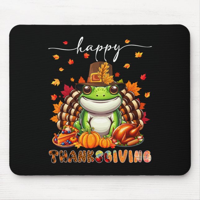 Glad Thanksgiving Groda Kostym Turkiet Höstblad Musmatta (Framsidan)