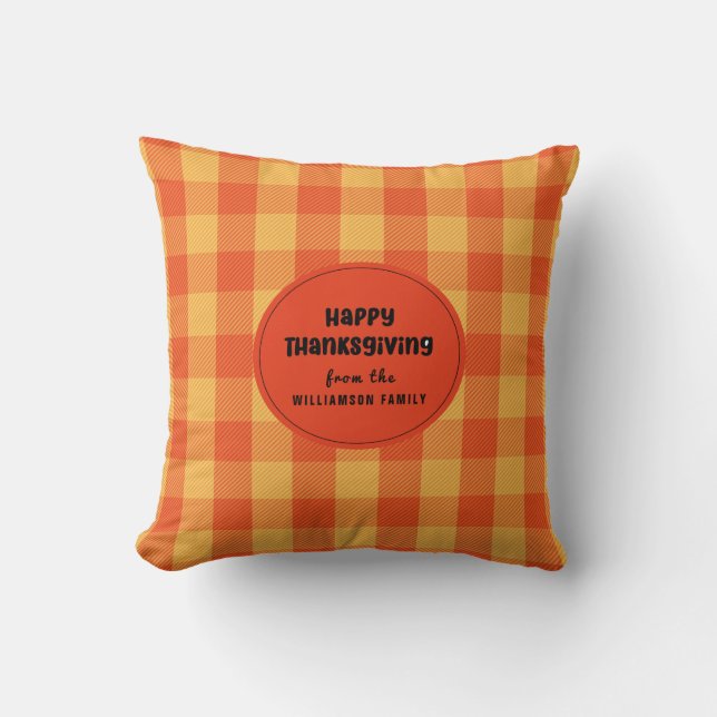 Glad Thanksgiving Gul Orange Rutig Randig Kudde (Framsida)