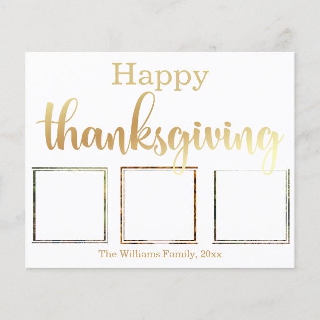 glad thanksgiving guld chic 3 bilder collage kort (Framsida)