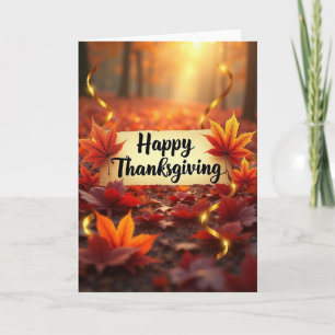 Glad Thanksgiving Guldribbons-kort Kort