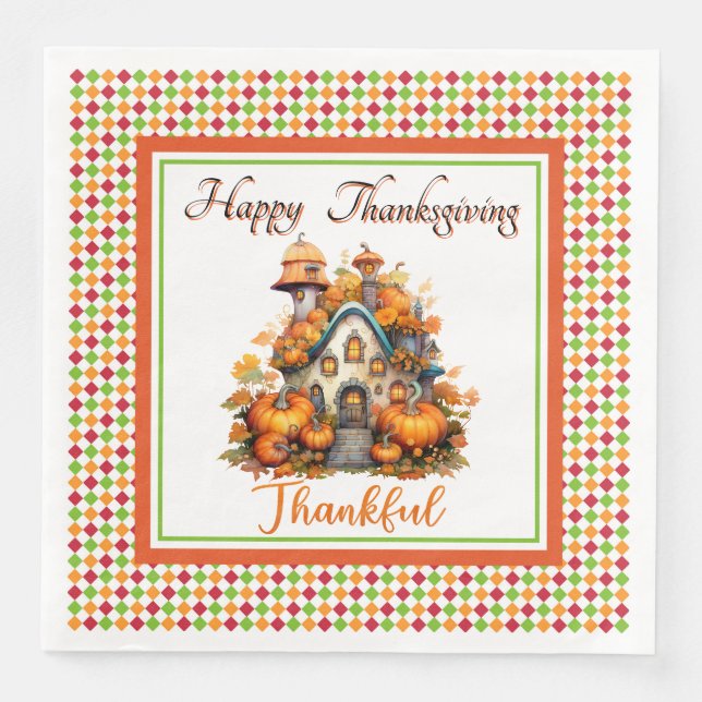 Glad Thanksgiving Hem Pappersservett (Framsida)