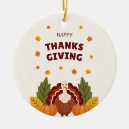 Glad Thanksgiving höst, pumpa & kalkon Julgransprydnad Keramik