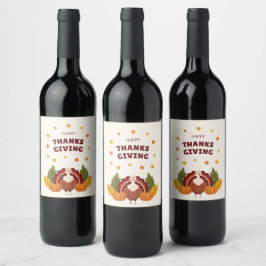 Glad Thanksgiving Höst Pumpa Vinflaska Etikett