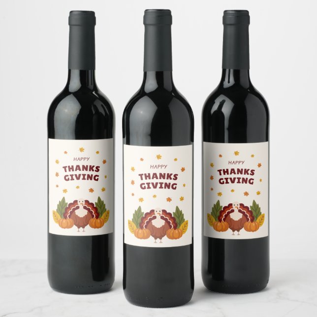 Glad Thanksgiving Höst Pumpa Vinflaska Etikett (Flaskor)