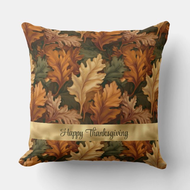 Glad Thanksgiving Höstlöv Kudde (Framsida)