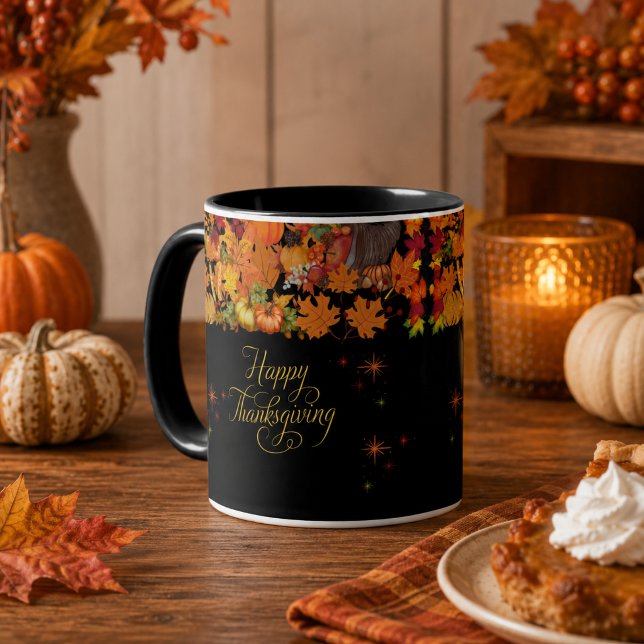 Glad Thanksgiving Höstskörd Mugg (Skapare uppladdad)
