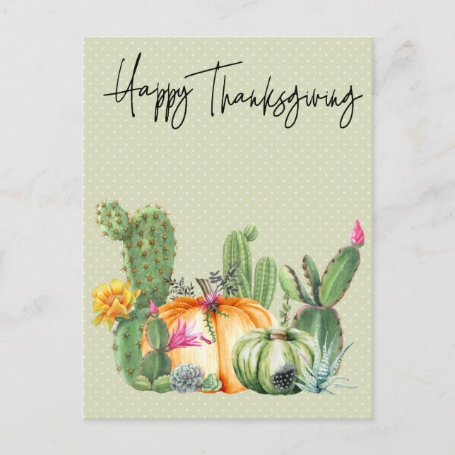 Glad Thanksgiving Kaktus Pumpa Sydväst Vykort (Framsida)