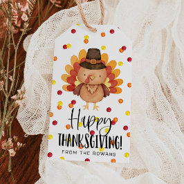 Glad Thanksgiving Kalkon Gåva Tag Presentetikett