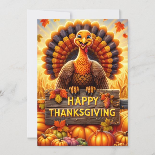 Glad Thanksgiving Kalkon Grattiskort Julkort (Framsida)