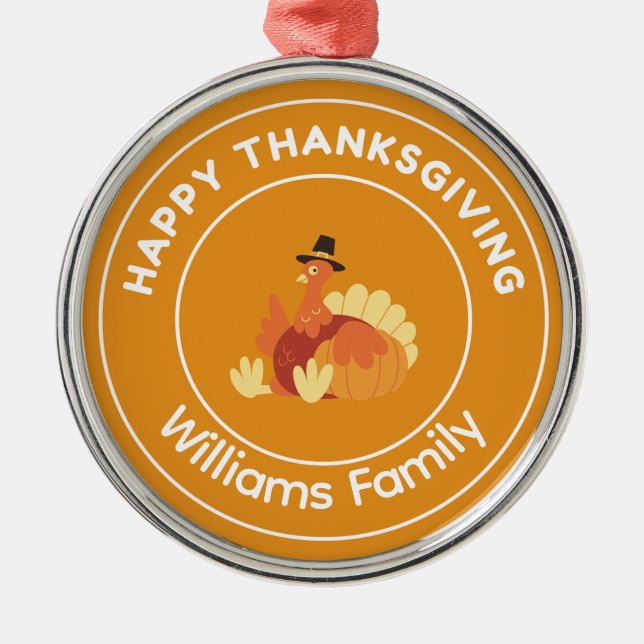 Glad Thanksgiving kalkon orange Julgransprydnad Metall (Framsidan)