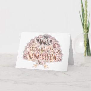 Glad Thanksgiving-kalkon ordkonst gratulationskort Kort