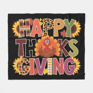 Glad Thanksgiving Kalkon Rolig Pumpa Säsong Fleecefilt