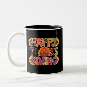 Glad Thanksgiving Kalkon Rolig Pumpa Säsong Två-Tonad Mugg