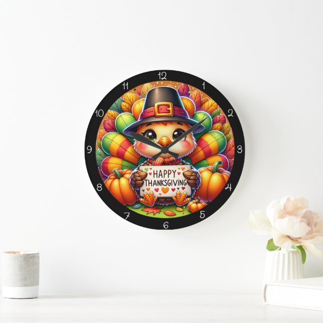 Glad Thanksgiving Kalkon  Stor Klocka (Hem)