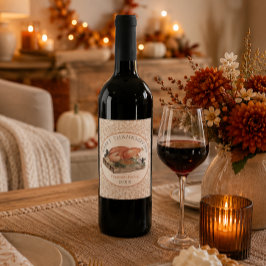 Glad Thanksgiving Kalkon Vinvignett Vinflaska Etikett