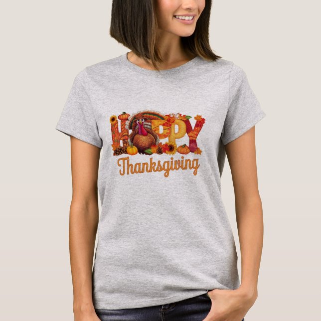 Glad Thanksgiving Kalkoner Höst T Shirt (Framsida)