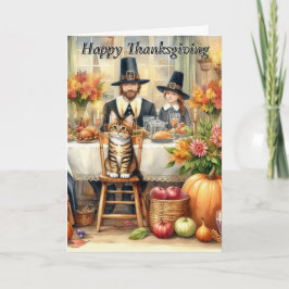 Glad Thanksgiving Katt Vikad Höjdpunkt Kort
