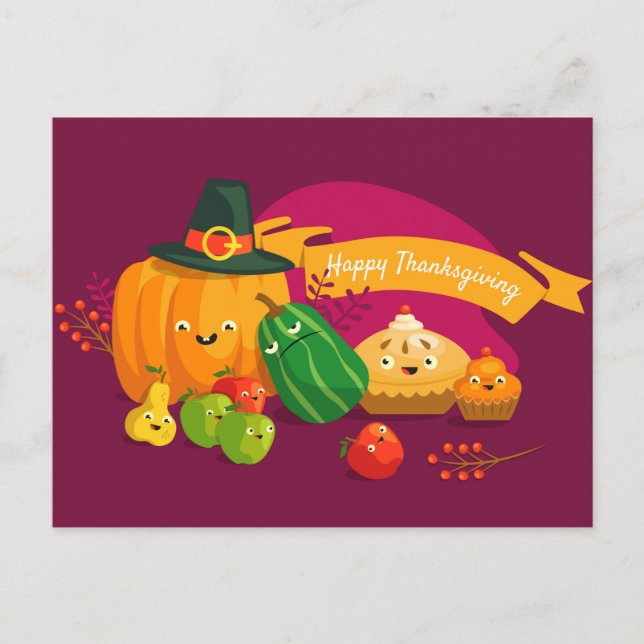 Glad Thanksgiving-kort Vykort (Framsida)