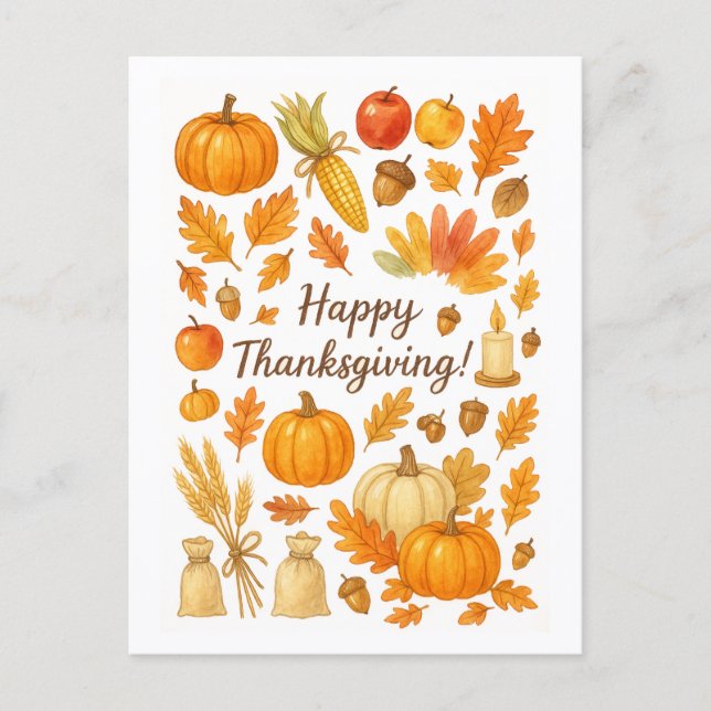 Glad Thanksgiving-kort Vykort (Framsida)