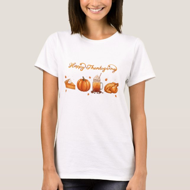 Glad Thanksgiving Kvinnor T Shirt (Framsida)
