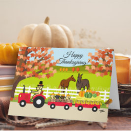 Glad Thanksgiving-labradorer och traktorkort Kort