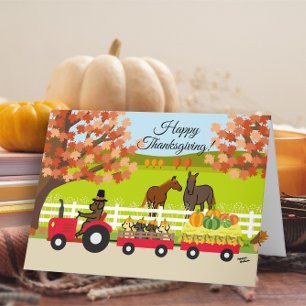 Glad Thanksgiving Labradors och Traktor Kort
