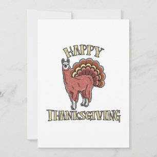 Glad Thanksgiving Lama Alpaca Kalkon Roligt Presen Julkort