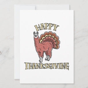 Glad Thanksgiving Lama Alpaca Kalkon Roligt Presen Julkort