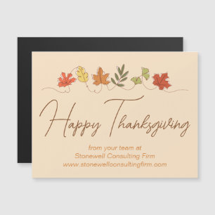 Glad Thanksgiving Lämnar Företag Magnetisk Kort