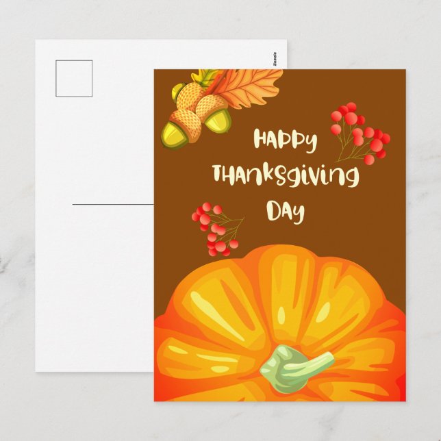 Glad Thanksgiving med söt pumpa och tall Hol Helg Vykort (Fram/baksida)