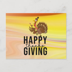Glad Thanksgiving med Turkiet smutt vin rolig Helg Vykort