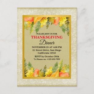 Glad Thanksgiving Middag Färgglada blad Helg Vykort