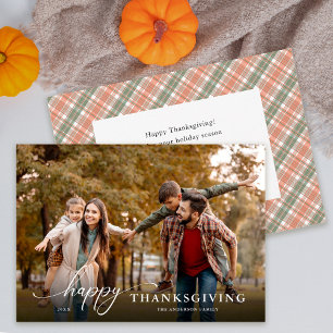 Glad Thanksgiving Modern handskriven text Full Fot Julkort