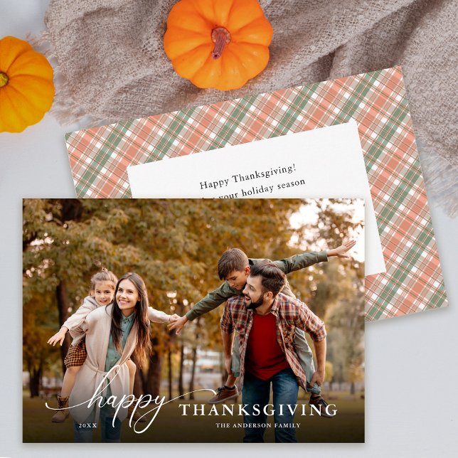 Glad Thanksgiving Modern handskriven text Full Fot Julkort (Skapare uppladdad)