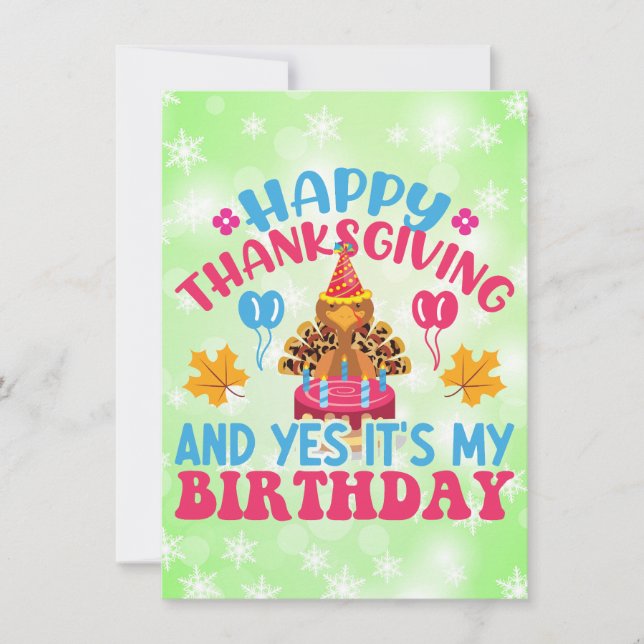 Glad Thanksgiving Och Ja Det Är Min Födelsedagskor (Framsida)