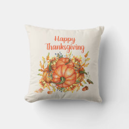 Glad Thanksgiving Orange Pumpa Höstlöv Kudde