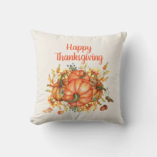 Glad Thanksgiving Orange Pumpa Höstlöv Kudde