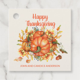 Glad Thanksgiving Orange Pumpa Höstlöv Namn Gåvor Etiketter