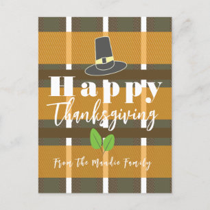 Glad Thanksgiving pilgrimhätta randig Vykort