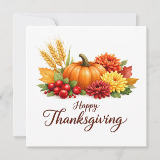 Glad Thanksgiving Pumpa, Bär och Blommor Julkort