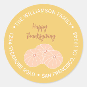 Glad Thanksgiving Pumpa Familj Returadress Runt Klistermärke