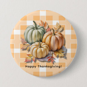 Glad Thanksgiving Pumpa & Höstlöv Knapp