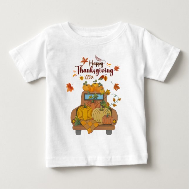 Glad Thanksgiving Pumpa Lastbil | Mysig Höst  T Shirt (Framsida)