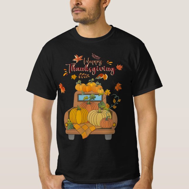 Glad Thanksgiving Pumpa Lastbil | Mysig Höst  T Shirt (Framsida)