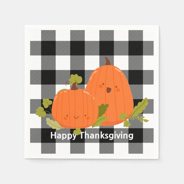 Glad Thanksgiving Pumpa På Karo Pappersservett (Framsidan)